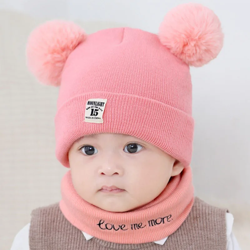 New hat autumn and winter children wool warm baby child scarf set |