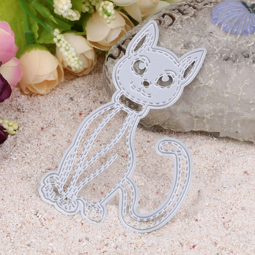 1 шт. Kitty Металлический Трафаретный вырубной штамп мультфильм мило кошка