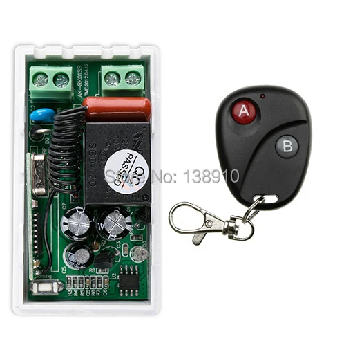 Высокое качество, новый AC220V 10A 1CH 1channe RF wireless переключатель системы дистанционного управления, 1X передатчик + 1 X приемник, 315/433 МГц