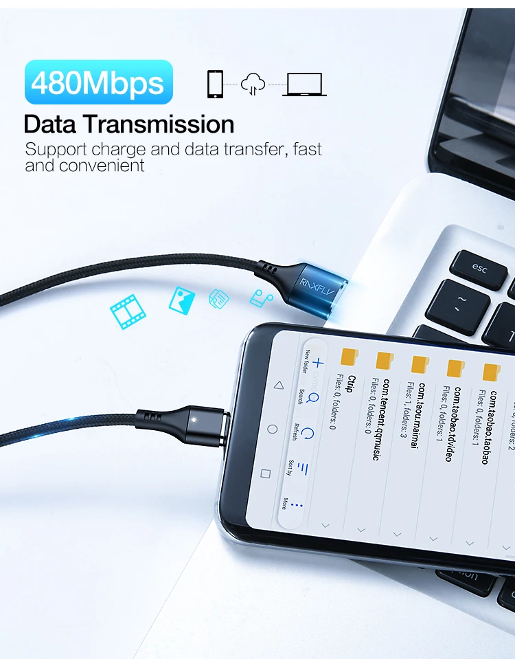 RAXFLY Магнитный usb кабель для зарядки 3A провод для быстрого заряда Micro usb type C кабель для samsung S9 нейлоновое магнитное зарядное устройство для iPhone