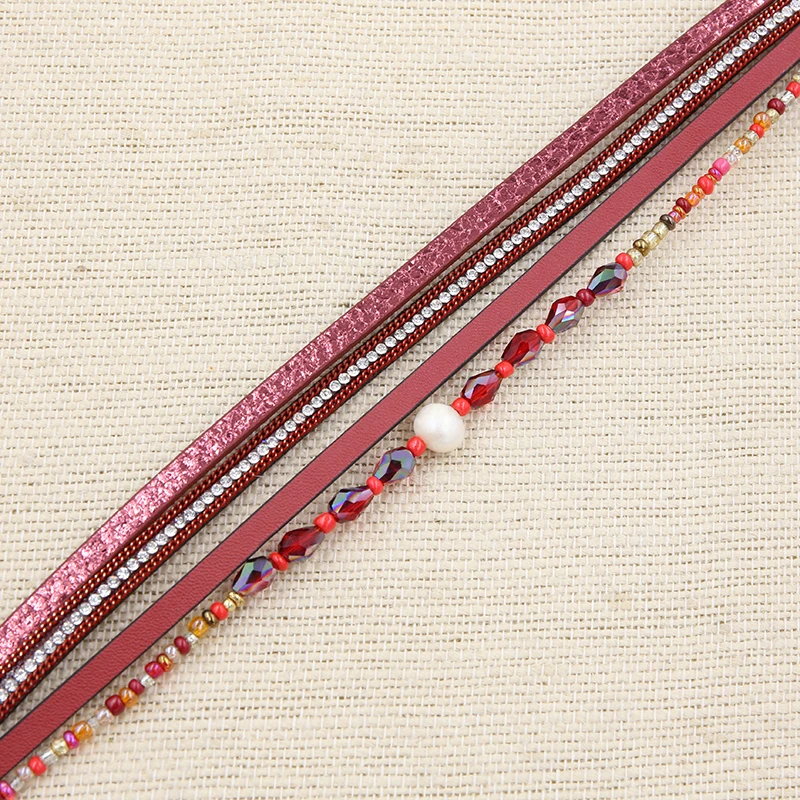 Браслет из искусственной кожи для женщин комплект браслета с кристаллами