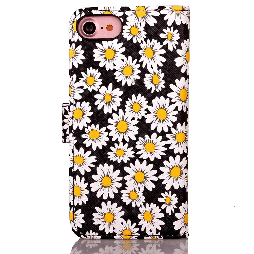 For Apple iPhone 7 Plus 4.7 5.5 Case 2 Card Slots Chrysanthemum PU Leather Stand Photo Frame Wallet Cover Phone Case+Flim |