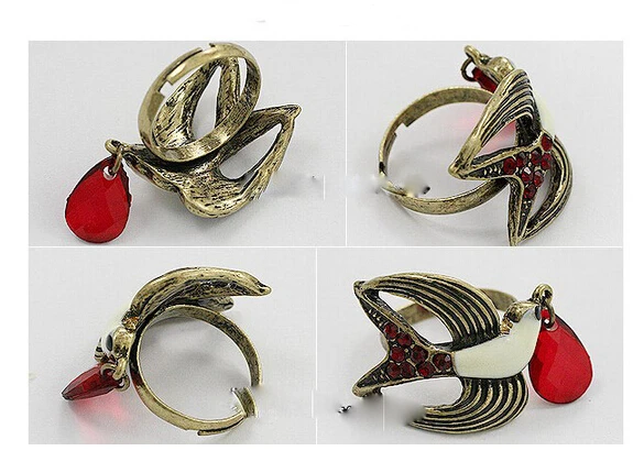 Лидер продаж 2018 винтажное модное кольцо R150 из сплава в виде маленькой птицы