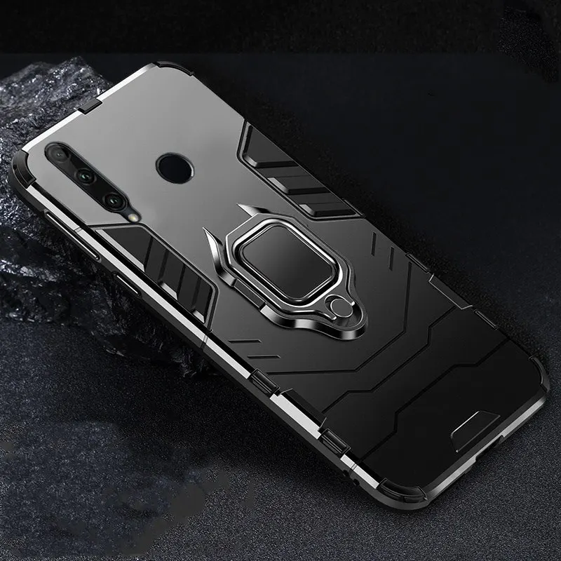 Black Чехол для huawei Honor 10i с кольцом-держателем, армированный бампер для huawei Honor 10i, чехол для телефона для Honor 10 lite P Smart plus, чехол - Цвет: Black