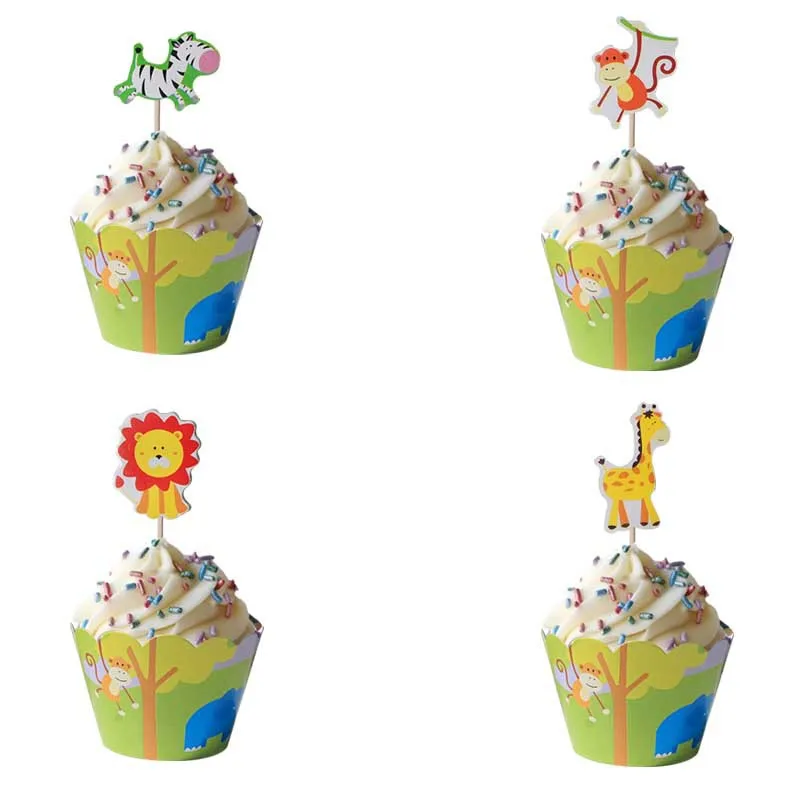 Jungle Animals Monkey Giraffe Disposable Tableware Straw Candy Box Hat Cupcake for Kids Birthday Party Baby Shower Supplies | Дом и сад