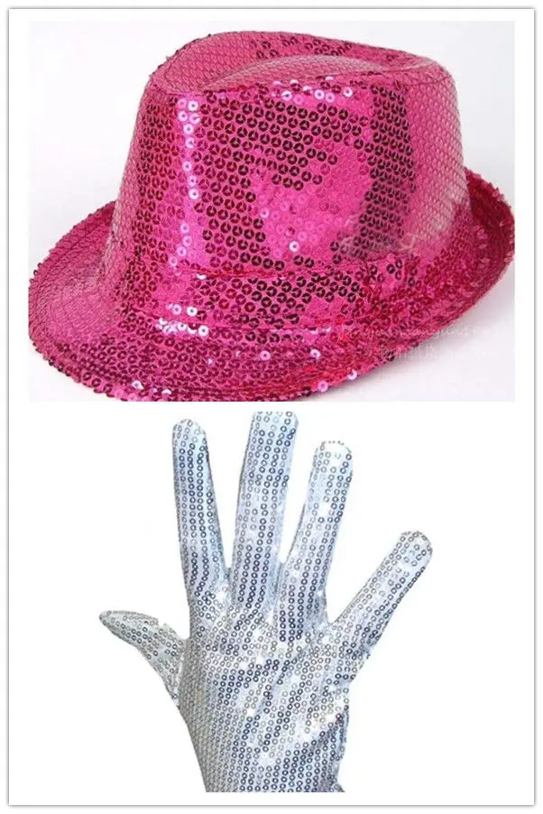 1 пара Для мужчин женщин в стиле Майкла Джексона серебряные перчатка с блестками +