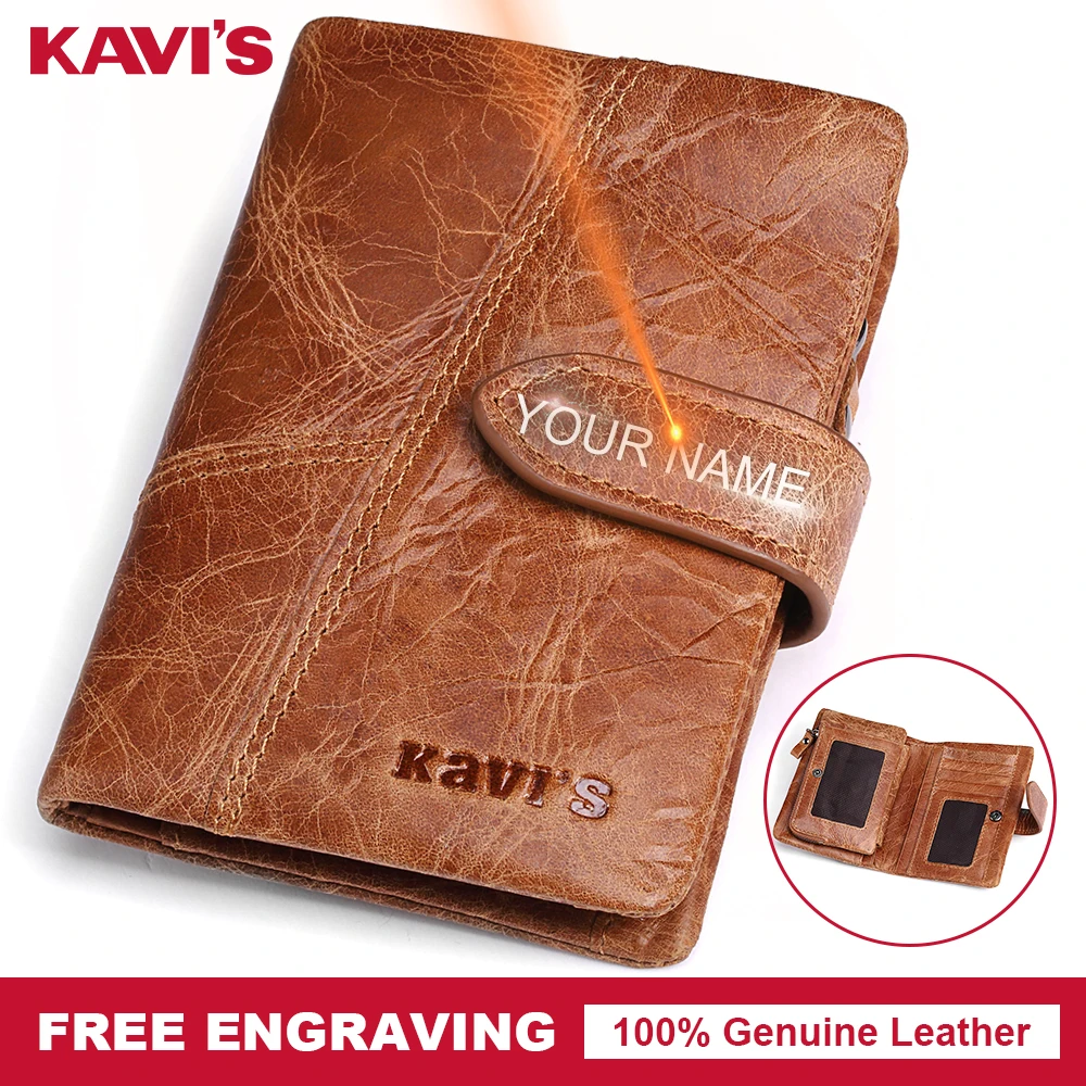 KAVIS гравировка Crazy Horse из натуральной кожи кошелек Для мужчин портмоне бумажник, кошелек Portomonee портфель небольшой держатель для карт Perse