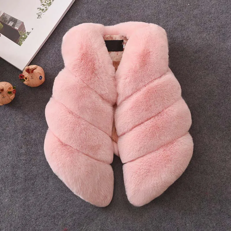 Розовый Humor Bear/платье для девочек; Новинка года; Брендовое пальто для девочек на осень и зиму; детское меховое пальто с открытыми плечами - Цвет: Розовый