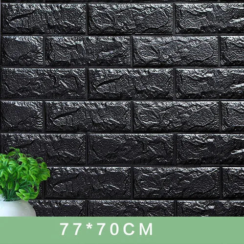 70x77 см DIY 3D стикер на стену s PE пена безопасный домашний декор обои Декор стены кирпичная гостиная детская спальня декоративная наклейка - Цвет: black