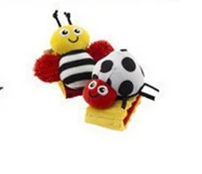 2pcs Wrist Rattle Высокая контрастность лапы мультфильм пчела/Божья коровка Детские Наручные Погремушки младенческой Bebe носки пинетки детские игрушки оптом - Цвет: 2pcs Wrist Rattle