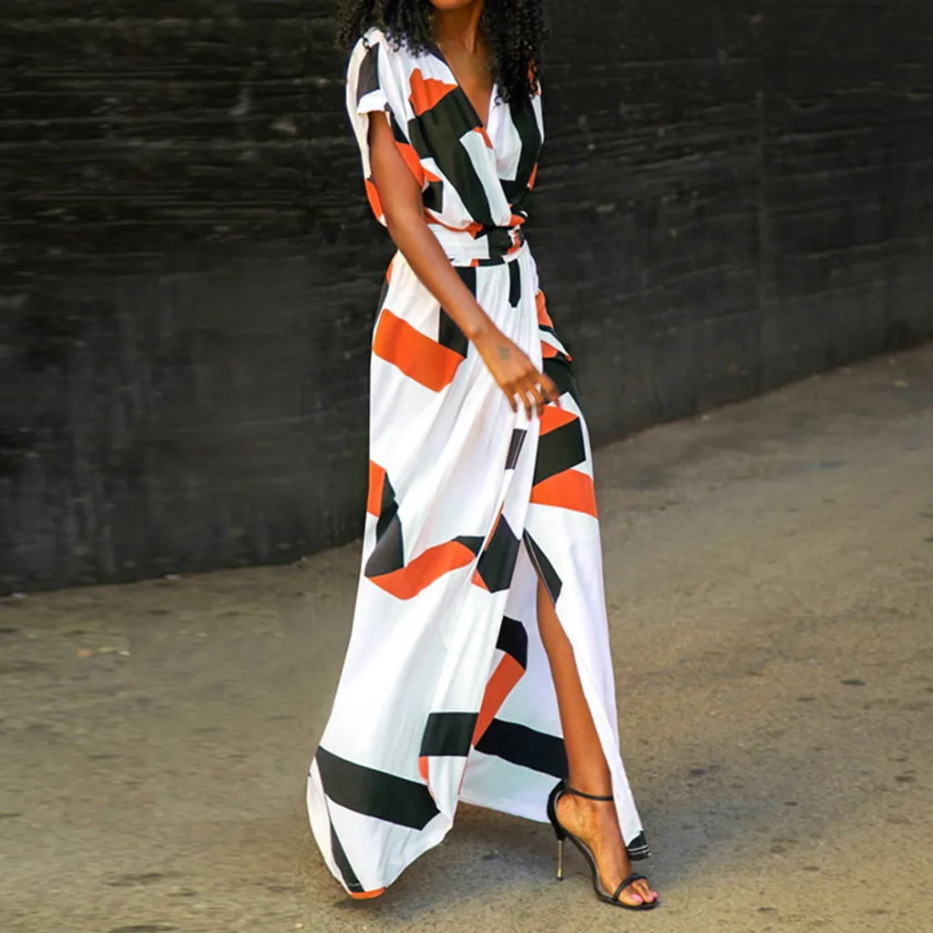 Женское повседневное свободное платье FREE OSTRICH пляжный сарафан с принтом летнее