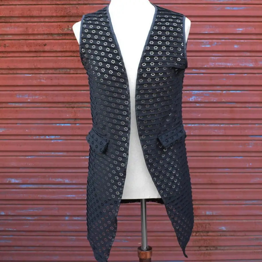 Корейская версия новой размера плюс мужской жилет стилист кардиган без рукавов