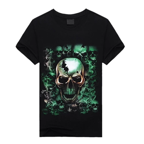 Мода мужская Creative 3D Череп Печати С Коротким Рукавом Причинно Лето Футболка Ти