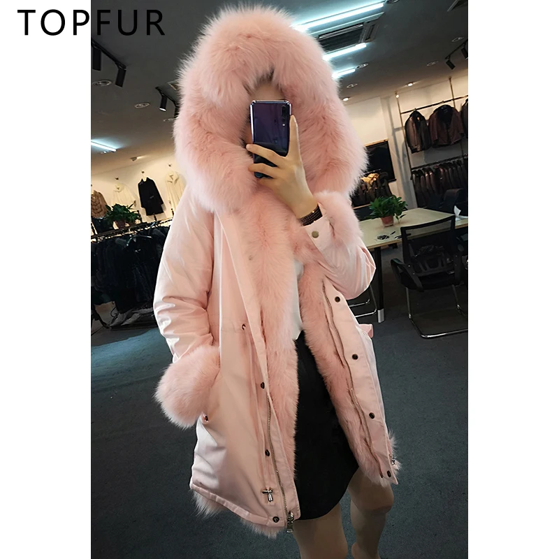 TOPFUR/Новинка 2018 года женская Настоящая меховая парка модная Толстая теплая с