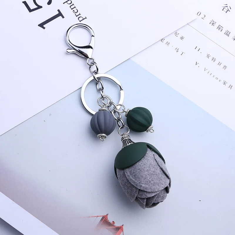 Ручной работы розовый брелок с цветами женский из меха Chians для сумки Шарм