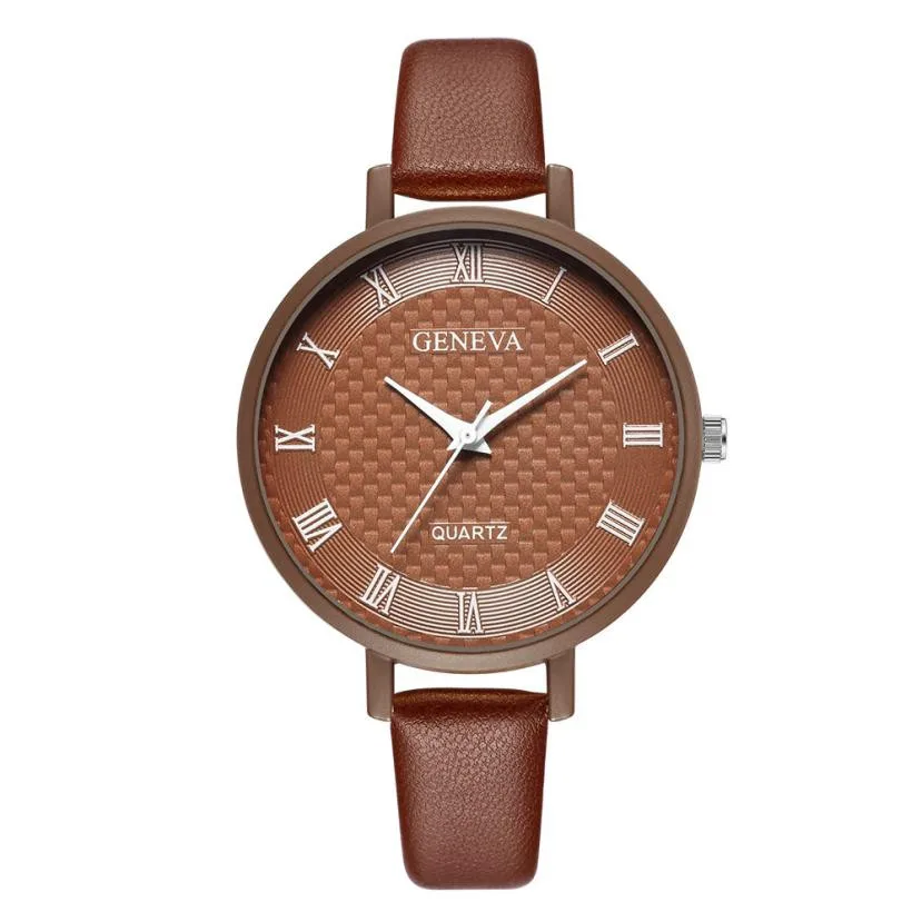 2018 новые модные женские Женевские римские цифры кожаные Аналоговые кварцевые