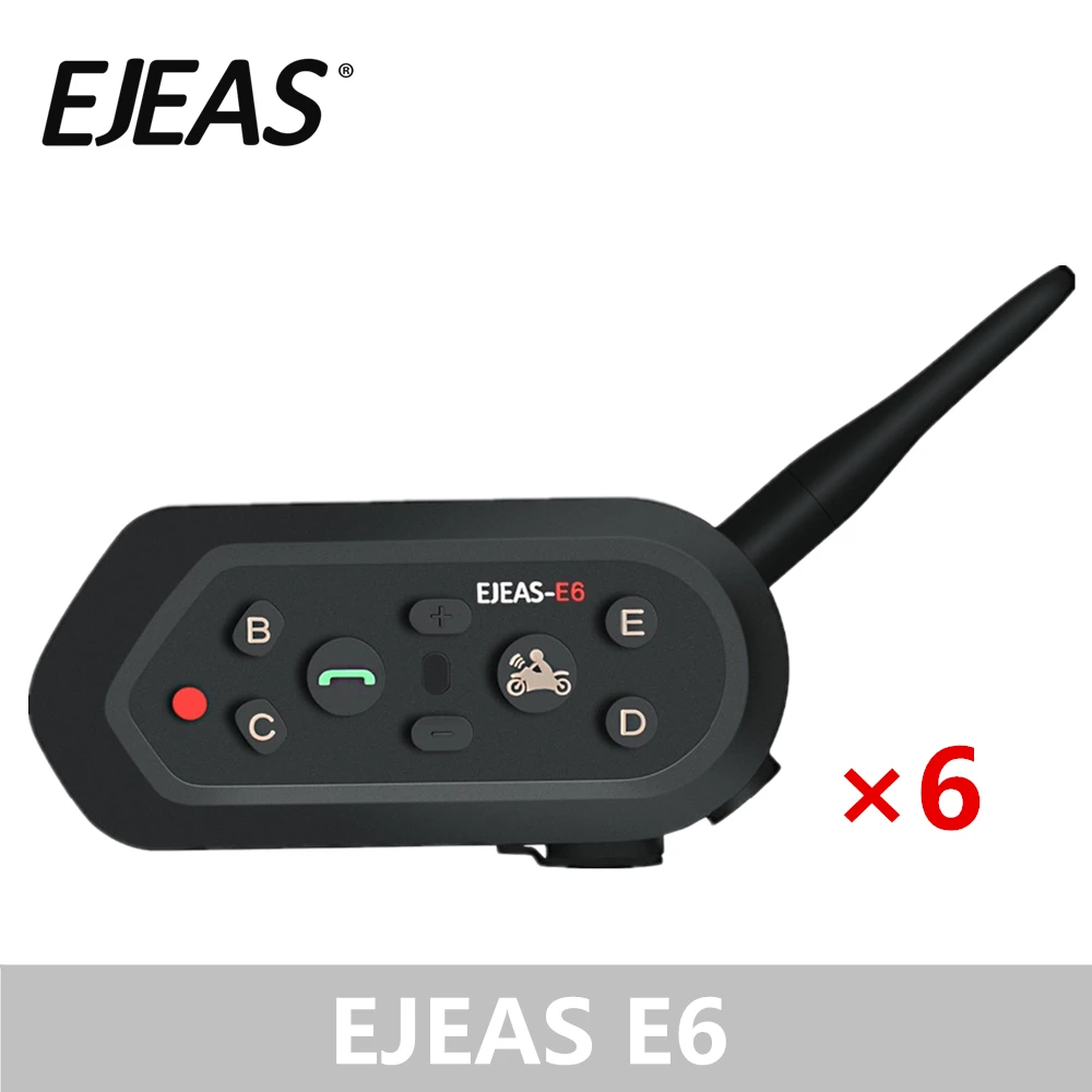 6 шт EJEAS E6 система внутренней связи по Bluetooth для мотоциклетного шлема Шум