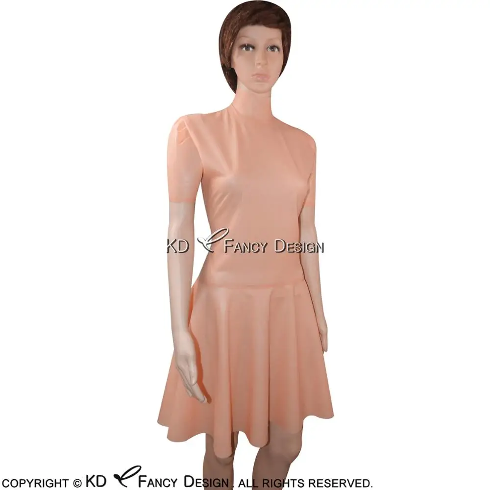 Розовые повязки на голову с сексуальное латексное платье короткими рукавами