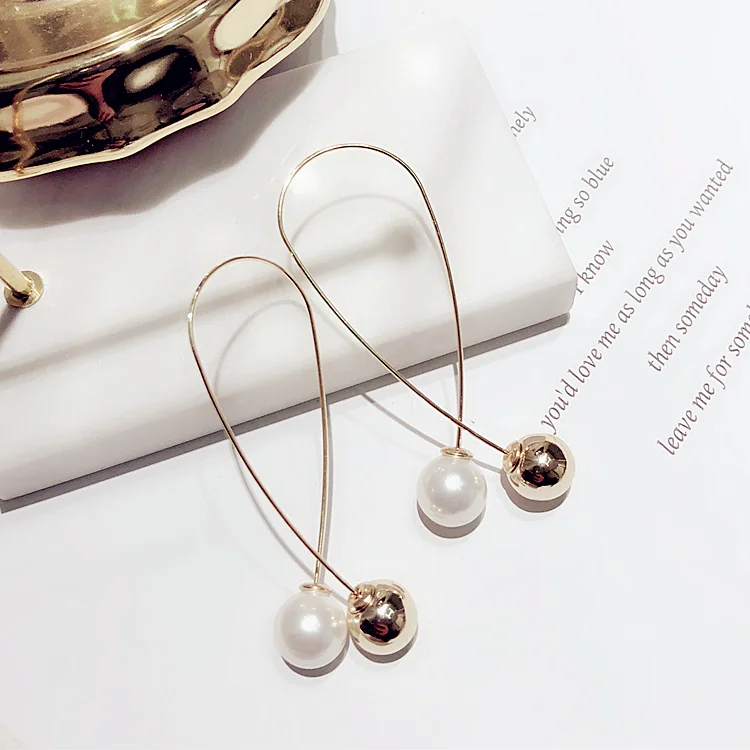 beautiful asymmetric long snowflake pearl sexy temperament high-end tassel earrings ladies