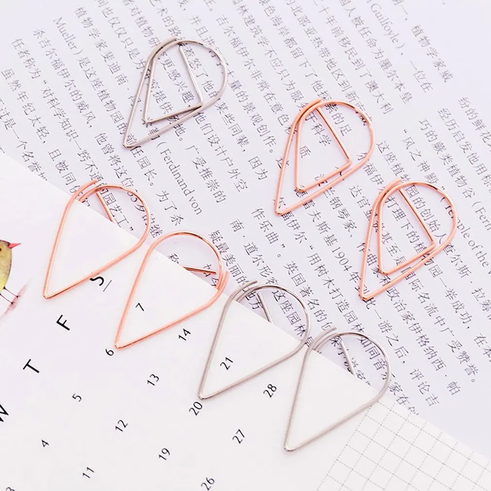 10 шт./упак. металла капли воды Форма Бумага клипы Красочные Kawaii закладку Офис Школьные маркировка канцелярских принадлежностей альбомные зажимы