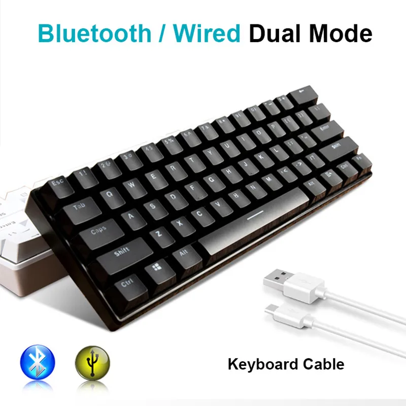 KuWFi 61 клавиши Bluetooth Беспроводная белая LED подсветка эргономичная Механическая