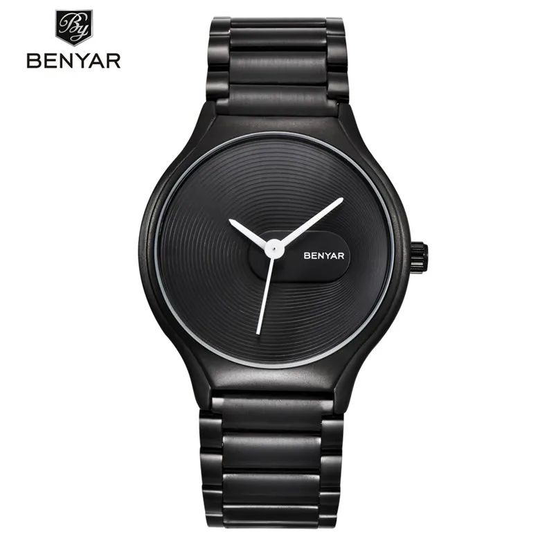 Men white B BENYAR брендовые модные женские часы из нержавеющей стали водонепроницаемые женские кварцевые часы Женское платье наручные часы для влюбленных подарок часы - Цвет: Men white B