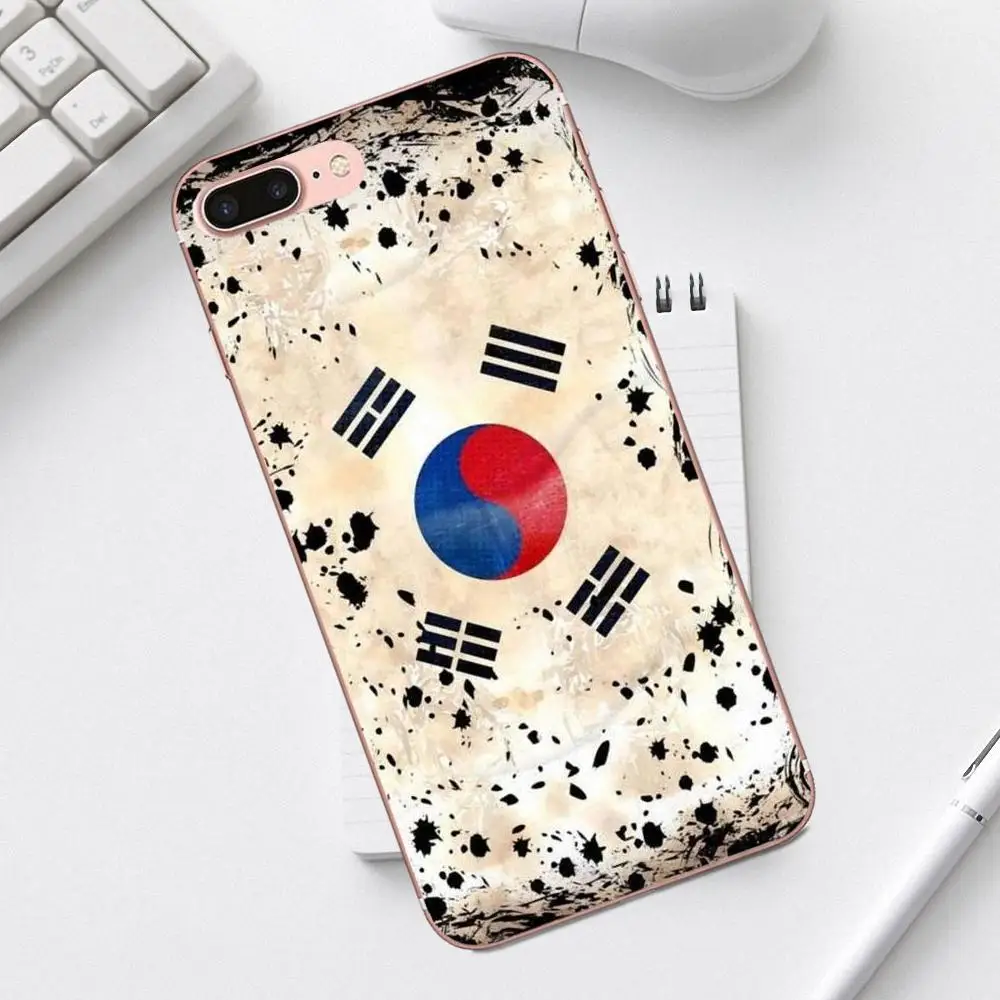 Qdowpz Флаг Южной Кореи для iPhone 4 4S 5 5C SE 6 6S 7 8 Plus X XS Max XR Galaxy A3 A5 J1 J3 J5 J7 2017 милый чехол