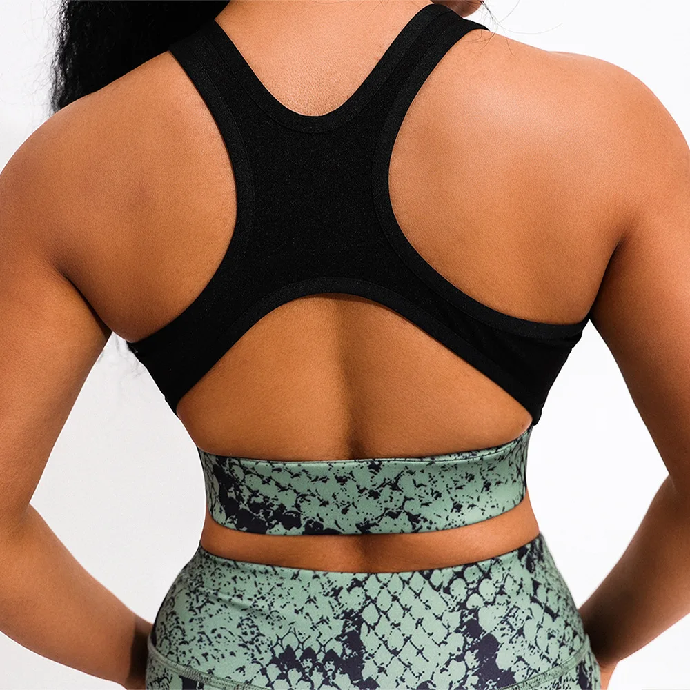 Sexy Snake Printed Yoga Sets Women's Sportswear Gym Clothing Fitness Leggings Push Up Workout Running Sports Suit Bra Yoga Pants