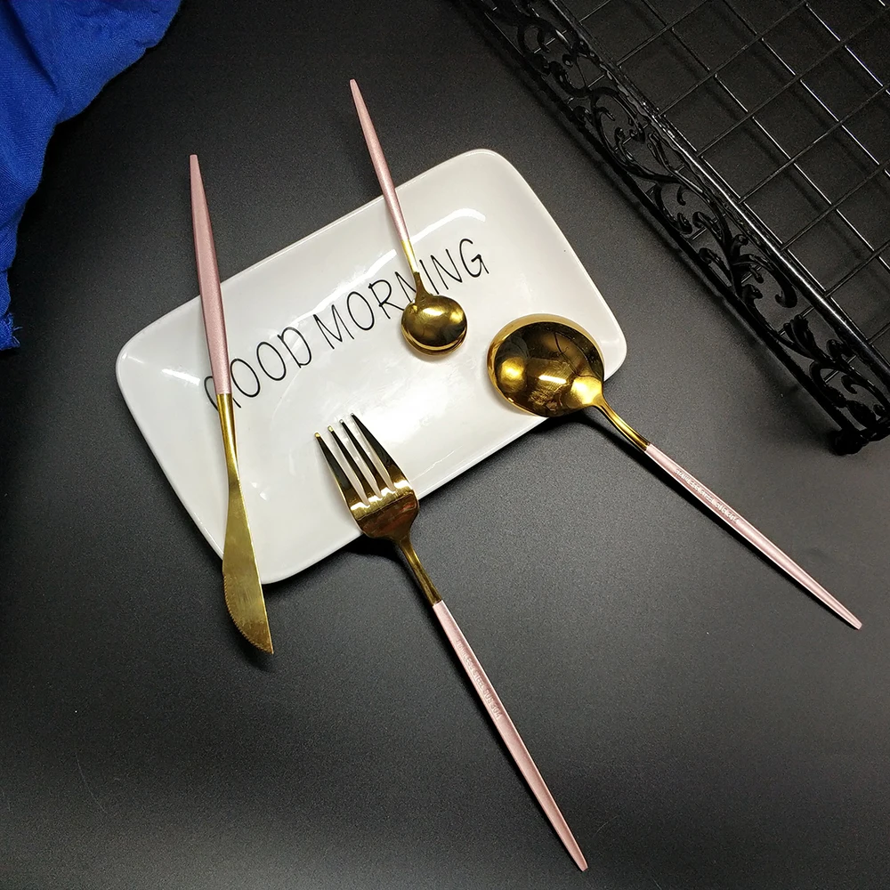 Горячая 16/24/32pcs столовые приборы из нержавеющей стали cubiertos tofok dorados де inoxidable faqueiro dourado вилки, ножи, ложки комплект