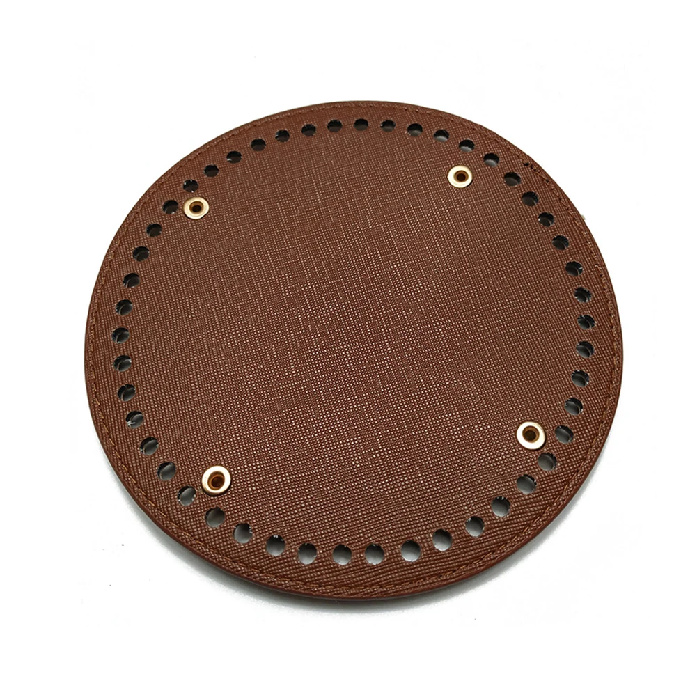 light coffee 15*15 см круглое дно для вязания Сумки из искусственной кожи 48 отверстий заклепки женские сумки ручной работы DIY аксессуары для сумок - Цвет: light coffee