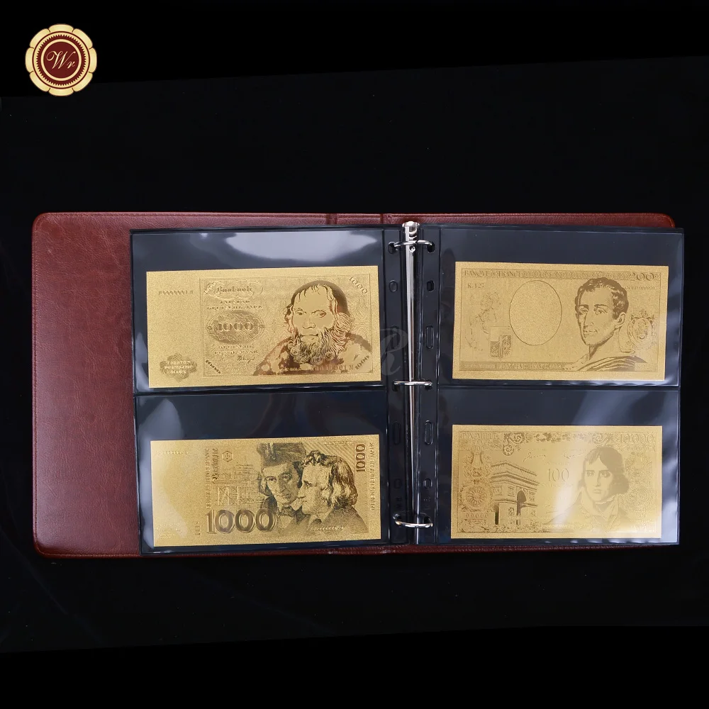 World Gold Plated позолоченный бумажный Альбом для монет кожаный фотоальбом страна