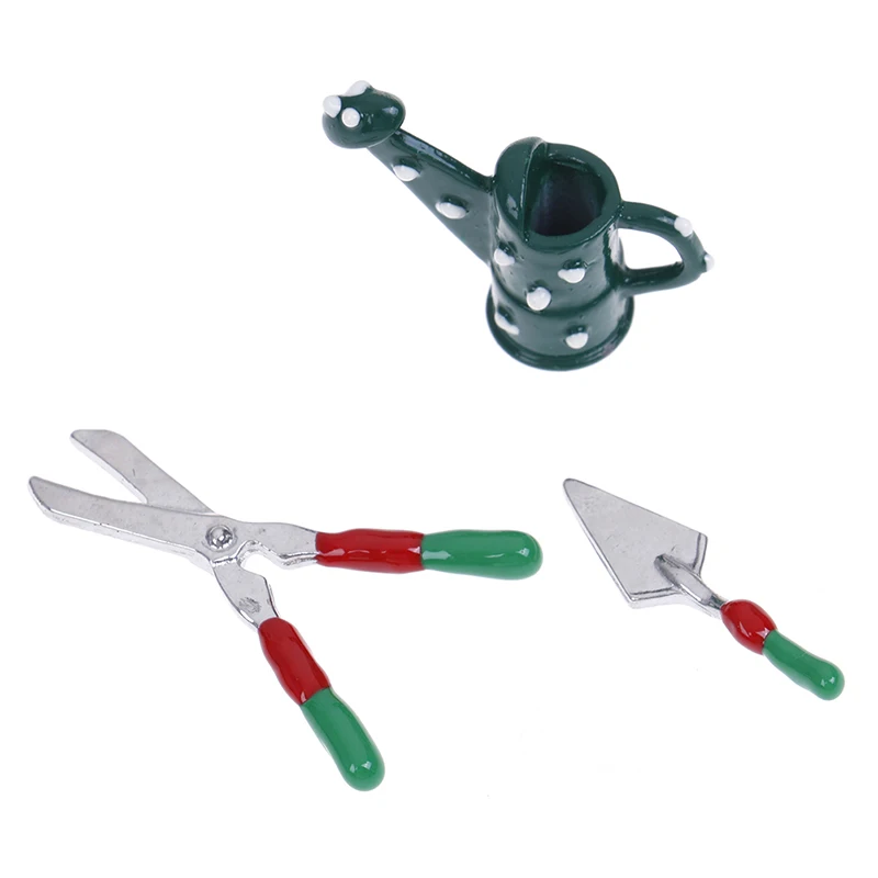 

1:12 Gardening Tools Set Dollhouse and Miniatures Green Watering Can Garden Decoration Accessories