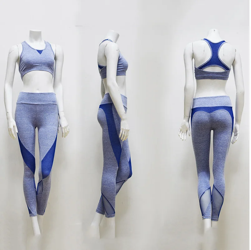 Yoga Set FT118 Blue BlackArachnia, Женский бесшовный дышащий комплект для йоги, контроль живота, высокая талия, леггинсы, спортивные колготки, для фитнеса, спортзала, йоги, спортивная одежда - Цвет: Yoga Set FT118 Blue