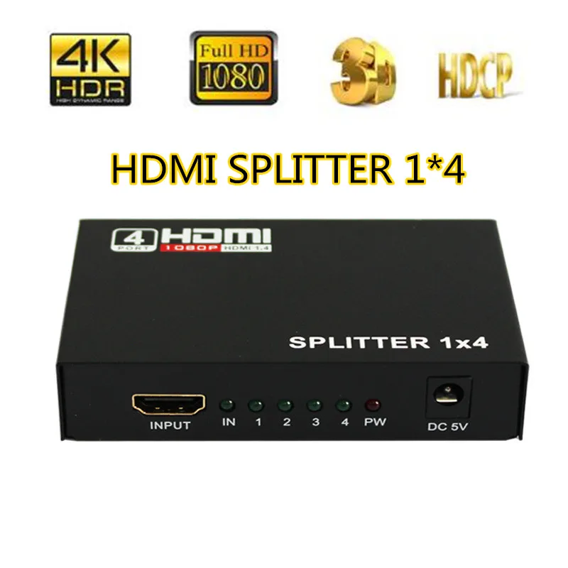 NewBEP HD 1X4 HDMI сплиттер 1 вход 4 выхода 1080P 3D адаптер питания для ПК ноутбук с HDTV