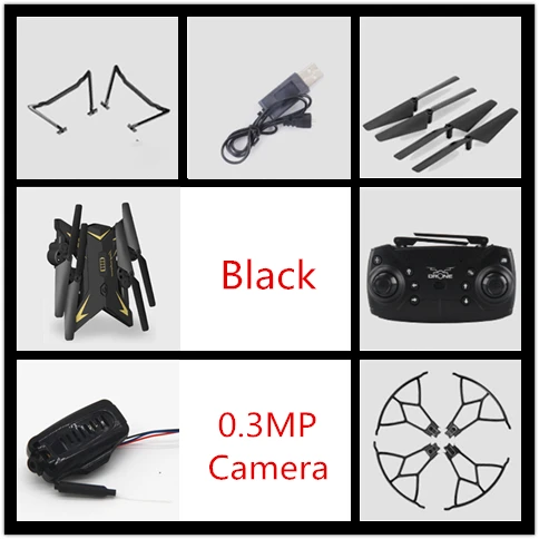 0.3mp camera-black KY601S RC вертолет Дрон с камерой HD 1080P wifi FPV селфи Дрон Профессиональный складной Квадрокоптер 20 минут работы от батареи - Цвет: 0.3mp camera-black
