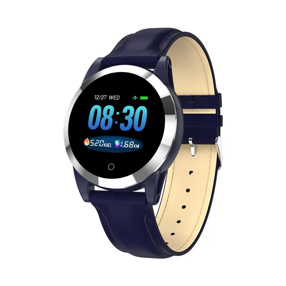 leather belt Blue R19 ECG PPG OTA 1,3 дюймов HD дисплей умный Браслет датчик артериального давления Смарт-часы спортивные фитнес-браслет - Цвет: leather belt Blue