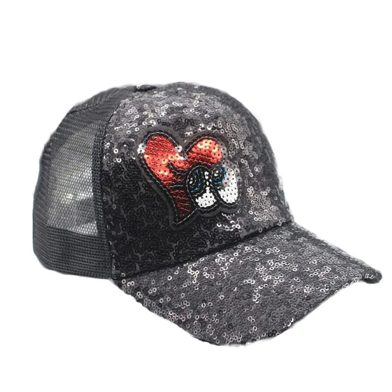 

2019 New Childrens Sequins Ear Hats Kids Snapback Mesh Baseball Cap Funny Hats Spring Summer Hip Hop Boy girl Hats Caps