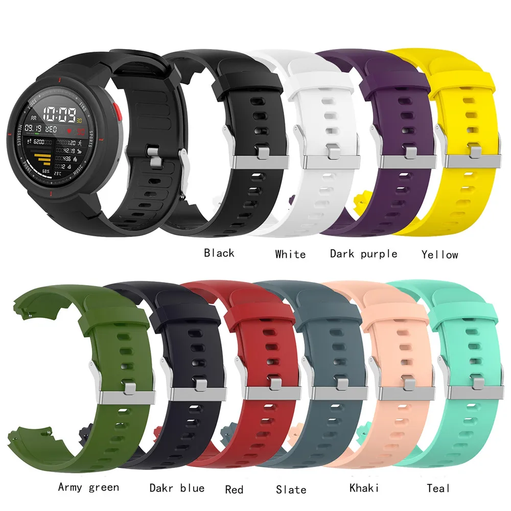 

Silicone Watchband Strap For Huami 3 Smartwatch amazfit verge (A1801) Replacement 10 Colors Wrist Band Bracelet Straps