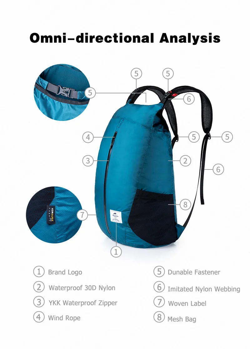 Naturehike 25L походная сумка 30D Нейлоновая Ткань сумка для бега 160 г Сверхлегкий складной водонепроницаемый рюкзак для путешествий Спортивные походные сумки