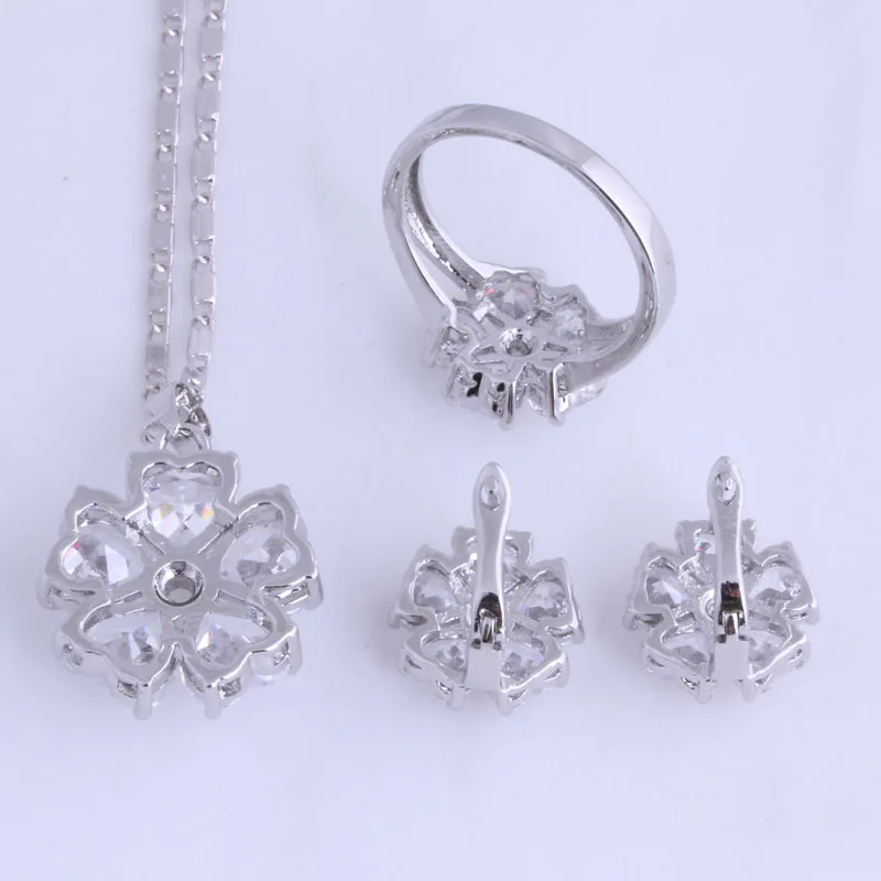 Монолог любви Вечный Белый кубический цирконий цветок серебряного цвета