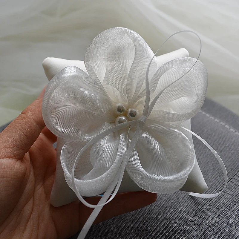 High quality Wedding Ring Pillow Eugen yarn big flower Bride Pillows Cushion Decoration accessories DIY party supplies | Дом и сад