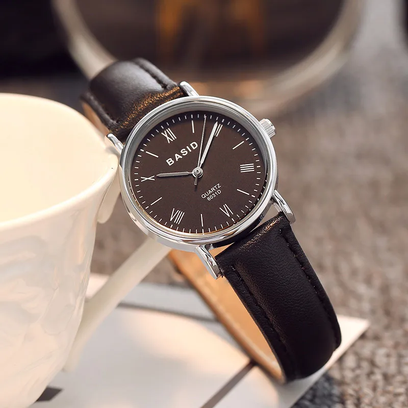 Часы наручные BASID для влюбленных брендовые кварцевые модные студенческие