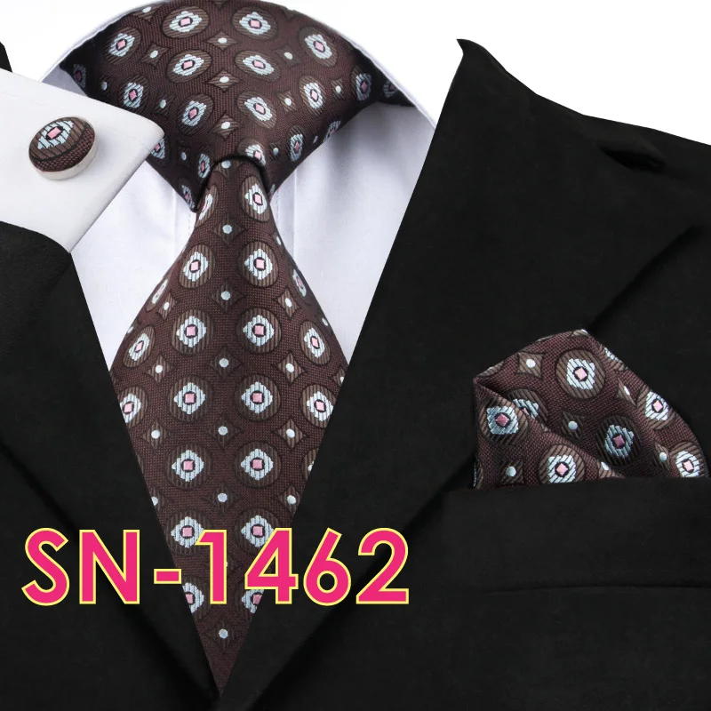 SN1462 SN-1004 Черный Фиолетовый Новинка галстук, носовой платок, запонки наборы Для мужчин's шелковые галстуки для Для мужчин формальный свадебный вечерний для жениха - Цвет: SN1462