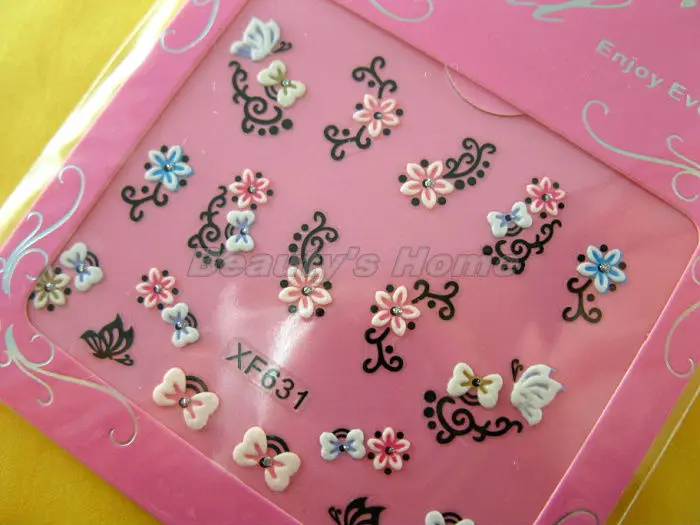 5 in 1 nail designs adhesive 3D Nail Stickers decals Art Decoration different pattern Free shipping #1563 | Красота и здоровье