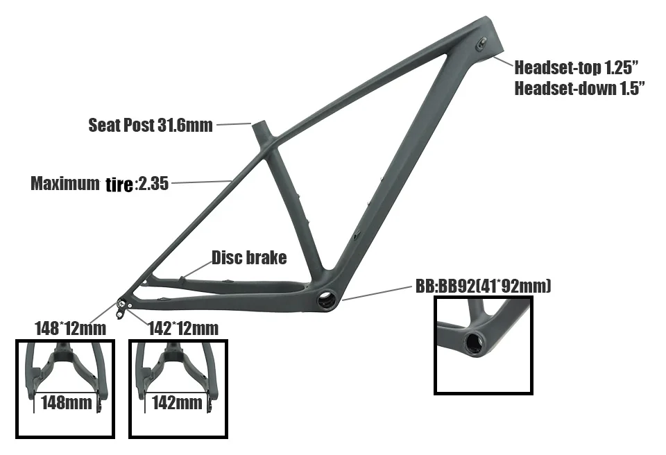 Tideace китайский mtb рама 29er 142 мм/148 мм boost крепежная рама для горного велосипеда 29 велосипедная Рама из углеродного max 2,35 шины