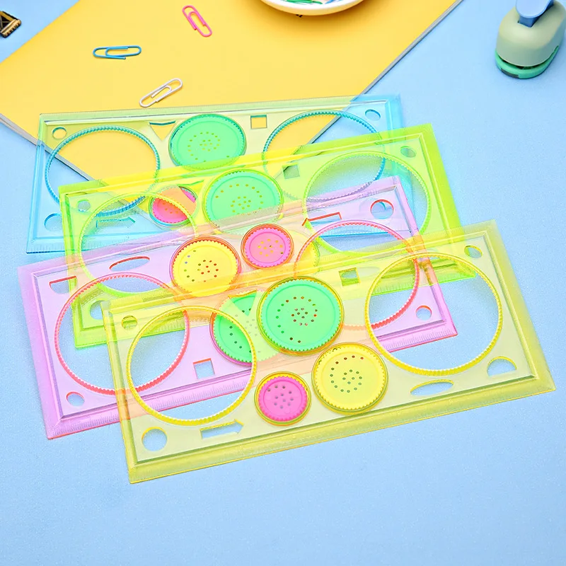 

2pcs Painting Multifunction Puzzle Spirograph Geometric Ruler Drafting Tools Creative Stationery Kids Learning Drawing Toy