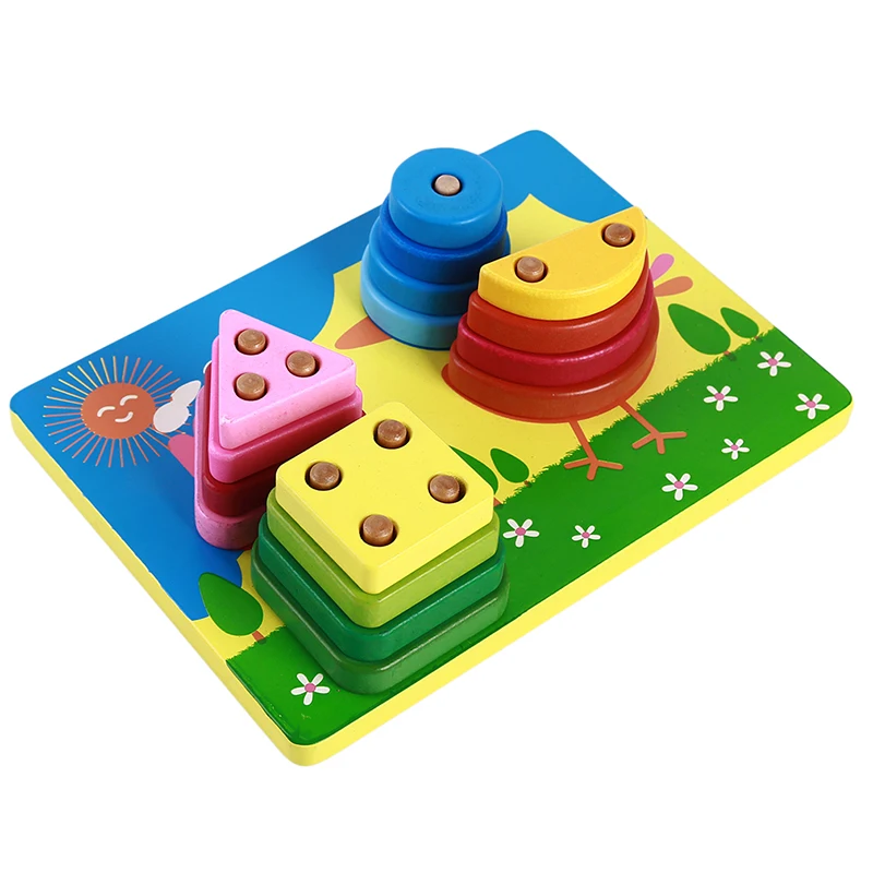 Four Column Set Combination Puzzle Learning Educational Toy Geometric Shape Matching Building Montessori Toys For Children | Игрушки и