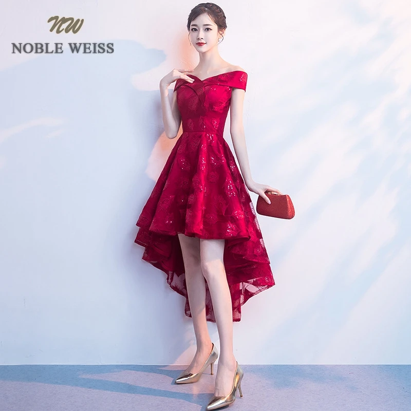 NOBLE WEISS Elegant Sweetheart Prom Gowns Asymmetrical Formal Evening Gown Lace Dress Free Shipping | Свадьбы и торжества