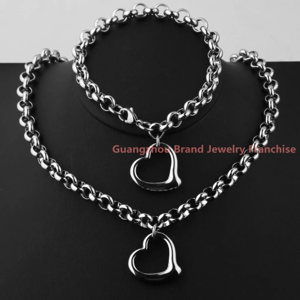 Новые Модные женские ювелирные наборы серебро из нержавеющей стали 8 мм Rolo полое