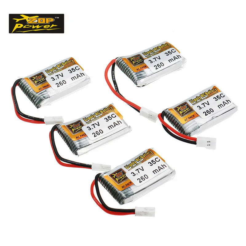 Лучшая сделка 5 шт. ZOP Power 3 7 V 260mAh 35C Lipo батарея белая вилка для радиоуправляемого